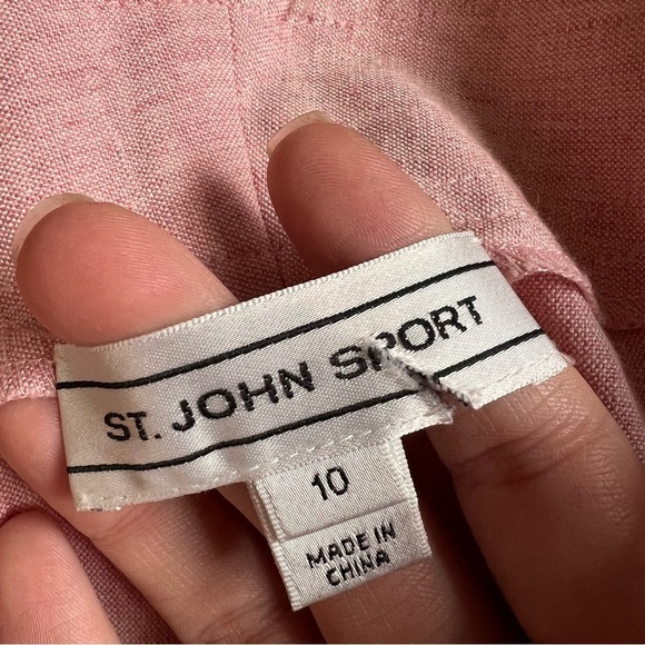 St. John Sport Fashion Fit Red Linen Blend‎ Wide Leg Dress Pants Size 10 - Picture 4 of 8